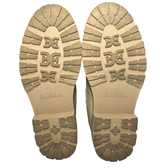 Sam Edelman Boots Womens 8 Leone Leather Chunky Mid Calf Combat Shoes Tan - Picture 12 of 16